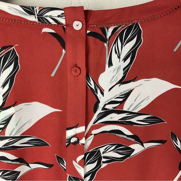 NWT 41 Hawthorn Lakynn Lattice Detail Button Back Blouse Burnt Orange Fl… - Picture 5 of 7